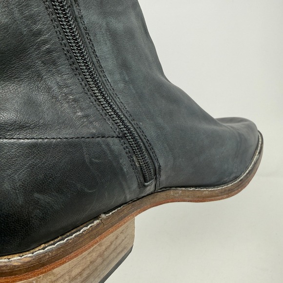 Free People Leo Ankle Boots Women's EU 40 US 10 Leather Block Heel Black - Picture 7 of 9